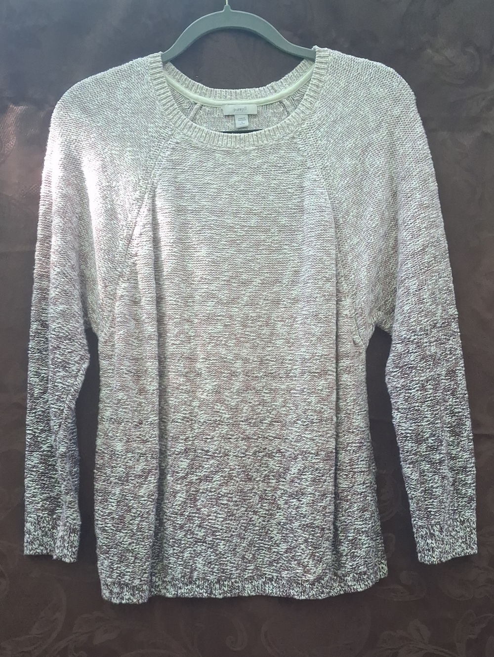 Women's Light purple Marled Crewneck Sweater - Soft Everyday Pullover Size Small
